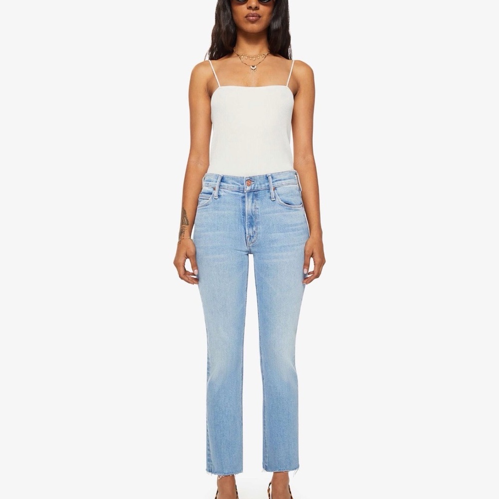 MOTHER Mid Rise Dazzler Ankle Fray Size 26 Blessing In Disguise Raw Hem